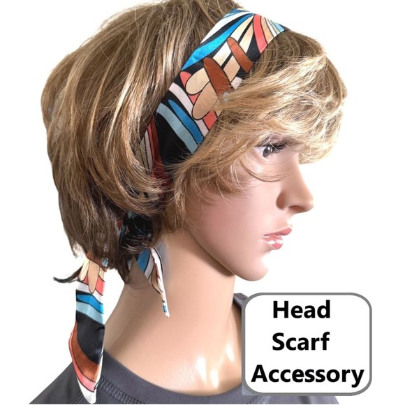 Retro Chic Silk Scarf Vibrant Blue Boho Luxe Accessory Effortless Style (11) - Picture 8 of 12